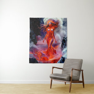 Tapete De Parede "Nascer do Inferno" - Retrato da Mulher Vulcânica