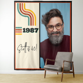 Tapete De Parede Nascido em 1987 Foto Retro Aniversário de 40 anos 