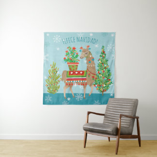 Tapete De Parede Natal bonito dos lamas de Navidad | do velo