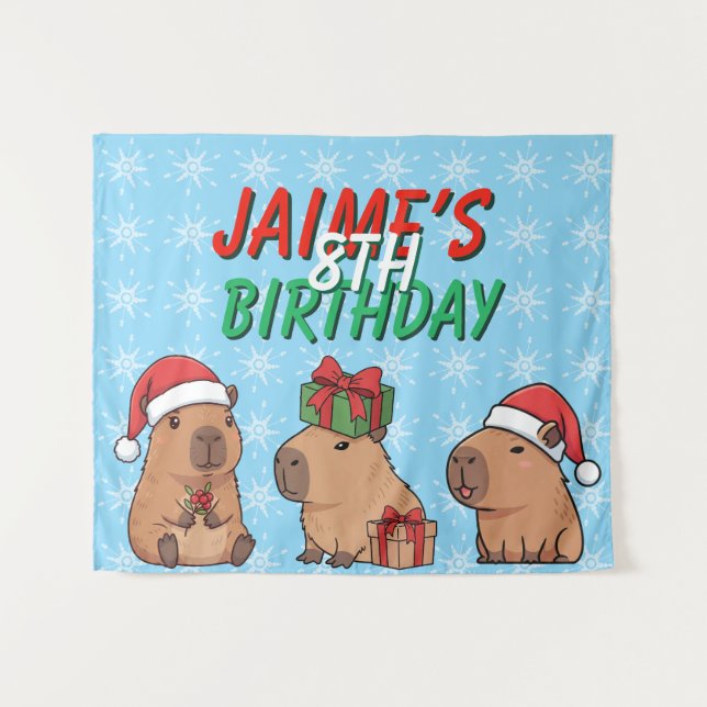 Tapete De Parede Natal de Aniversário do Capivara (Frente (Horizontal))