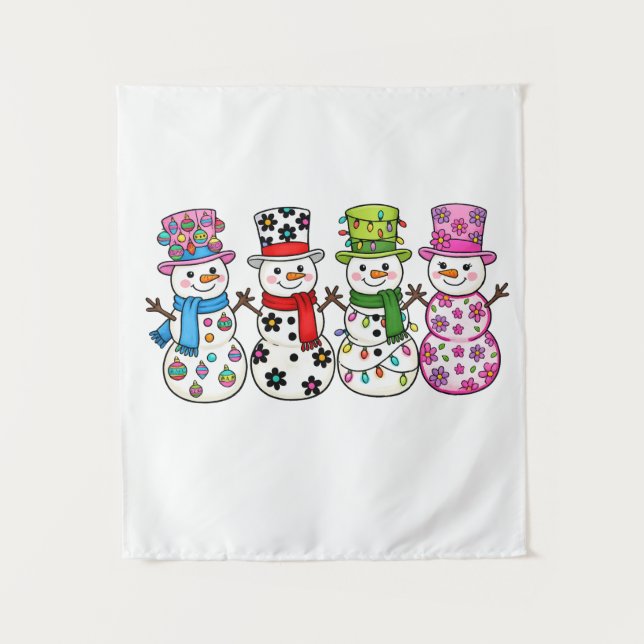 Tapete De Parede Natal de Boneco de Neve Elegante (Frente)