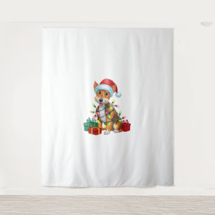 Tapete De Parede Natal de Santa Hat Fox Terrier Dog