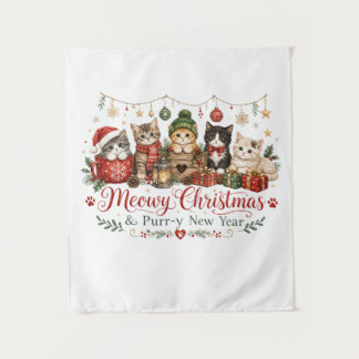 Tapete De Parede Natal Meowy e Ano Novo Purr