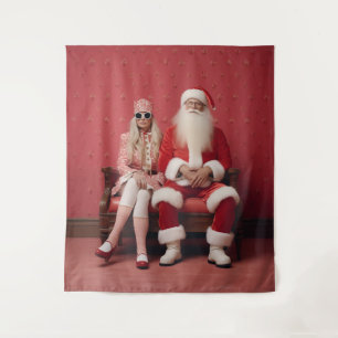 Tapete De Parede Natal Whimsical Duo: Papais noeis e Sra. Claus
