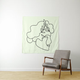 Tapete De Parede Nature Interior – Arte de Linha Abstrata Botânica