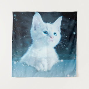 Tapete De Parede Natureza animal da arte da neve gatinho de gato