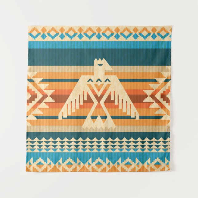 Tapete De Parede Navajo style abstract seamless pattern with eagle  (Frente)