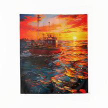 Navio ao pôr do sol