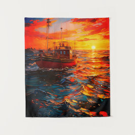 Tapete De Parede Navio ao pôr do sol