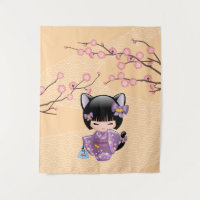 Neko Kokeshi Doll - Cat Ears Geisha Girl