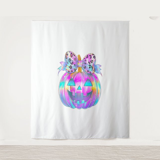 Tapete De Parede Neon Coquette Halloween Pumpkin (Frente)