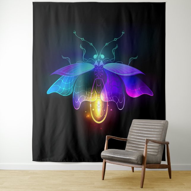 Tapete De Parede Neon Firefly a preto (In Situ)