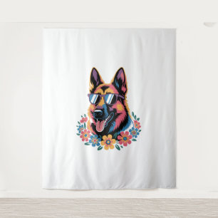Tapete De Parede Neon German shepherd com óculos de sol