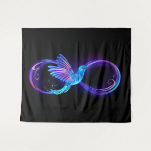 Tapete De Parede Neon Infinity Symbol with Glowing Hummingbird