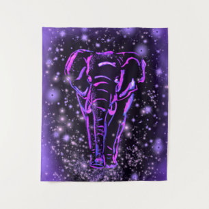 Tapete De Parede Neon Purple Elephant Andando À Noite Estrelada 