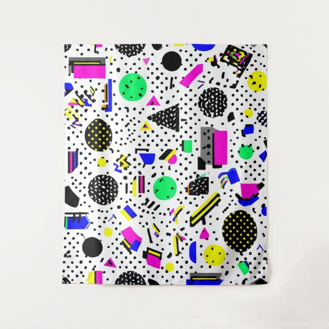 Tapete De Parede Neon Retro Memphis Geometric Chaos Pattern (Frente)