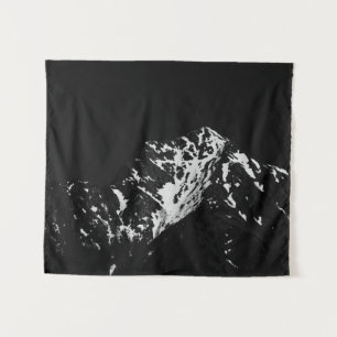 Tapete De Parede Neve negra e branca minimalista coberta de montanh