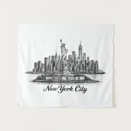Tapete De Parede New York City Skyline Line Art Illustration