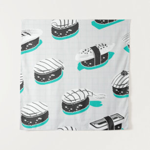 Tapete De Parede Nigiri sushi, padrão de colheita neon.