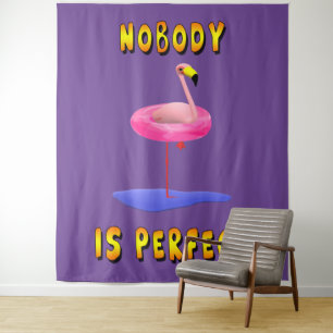 Tapete De Parede Ninguém é perfeito - flamingo com anel de natação