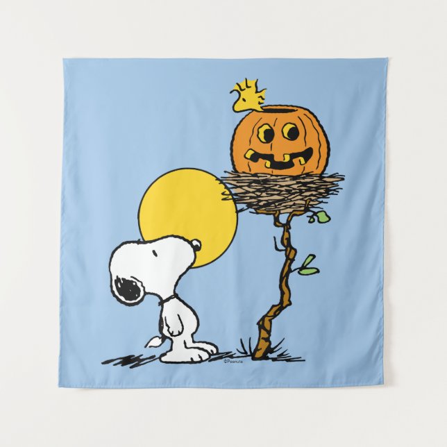 Tapete De Parede Ninho de Snoopy & Woodstock com Jack O' Lanterna (Frente)