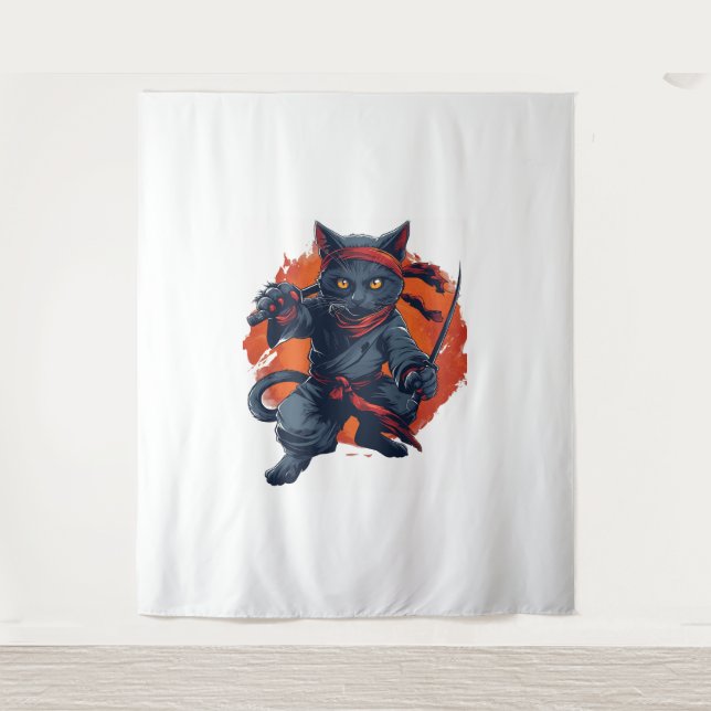 Tapete De Parede Ninja Cat Stealth (Frente)
