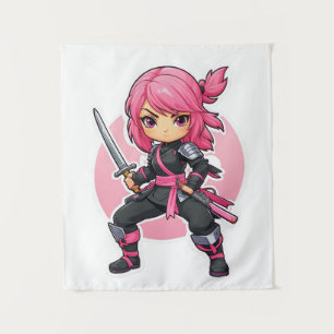 Tapete De Parede Ninja Girl Rosa