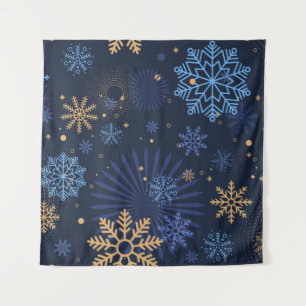 Tapete De Parede Noite de inverno: Padrão Azul Floco de Neve.