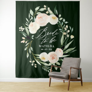 Tapete De Parede Noiva a ser + floral em aquarela em verde e pêsseg