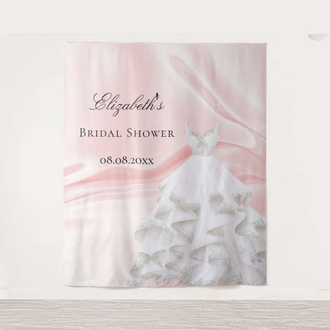 Tapete De Parede Noiva véu rosa bege vestido branco nome (Frente)