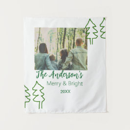 Tapete De Parede Nome da família árvore de Natal verde foto moderna