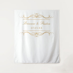 Tapete De Parede Nome & Data Elegante Fundo de Casamento com Ondas