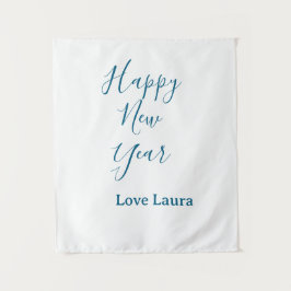 Tapete De Parede Nome de adição de feliz ano novo amor azul simples