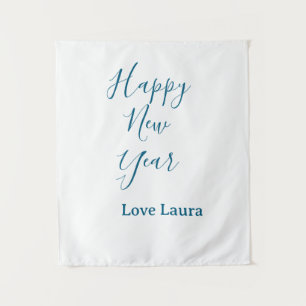 Tapete De Parede Nome de adição de feliz ano novo amor azul simples