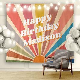 Tapete De Parede Nome de Festa de Aniversário Personalizada Retro E