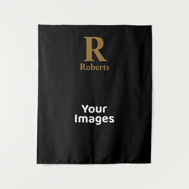 Tapete De Parede Nome inicial/primeiro/família Dourado em preto (Frente)