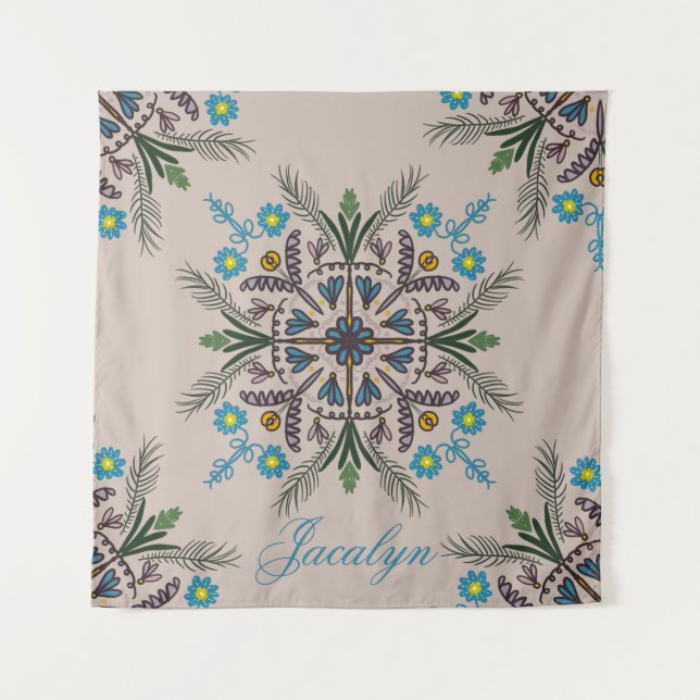 Tapete De Parede Nome Moderno de Boho Tropical (Frente)