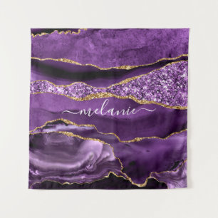 Tapete De Parede Nome Personalizado de Geodo Glitter Dourado Violet