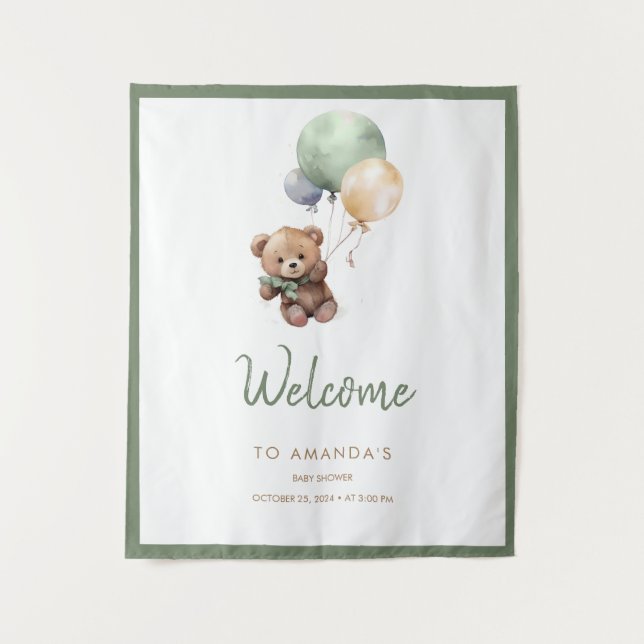 Tapete De Parede Nós podemos esperar o Chá de fraldas do Balão do U (Frente)