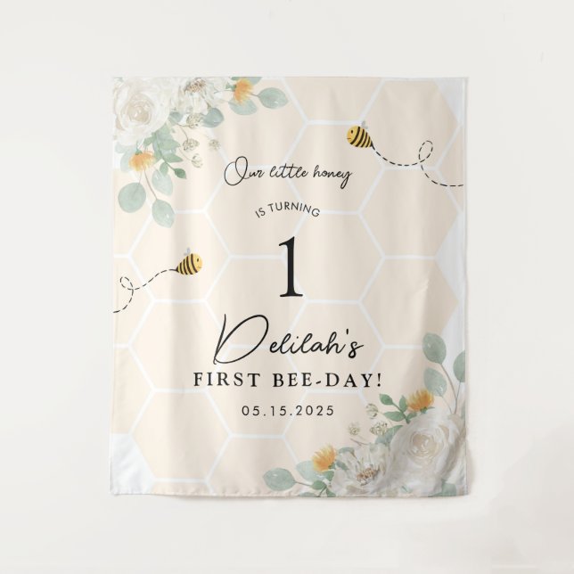 Tapete De Parede Nossa Pequena Banner de Fundo do primeiro aniversa (Frente)