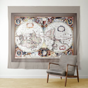 Tapete De Parede Nova Totius Terrarum Orbis por Henricus Hondius II
