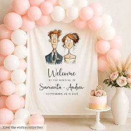 Tapete De Parede Novo Casamento Banner Quirky Bride Groom Waterco