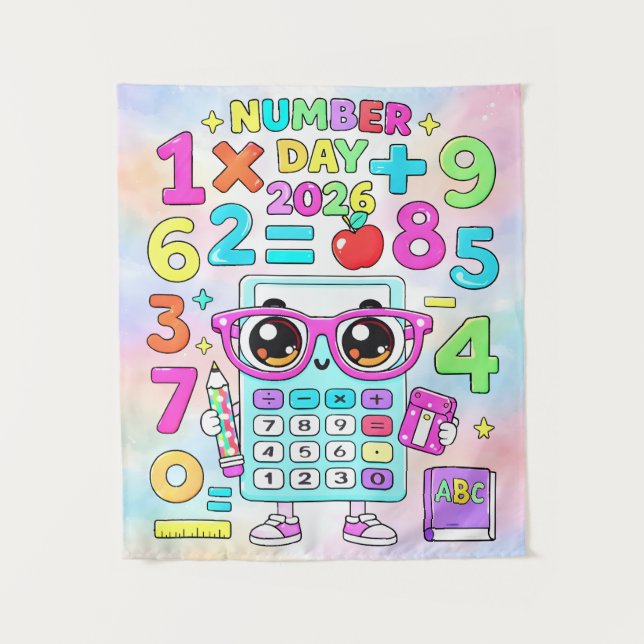 Tapete De Parede Number Day 2026 Cute Calculator Math Design (Frente)