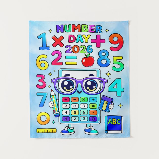 Tapete De Parede Number Day 2026 Cute Calculator Math Design (Frente)
