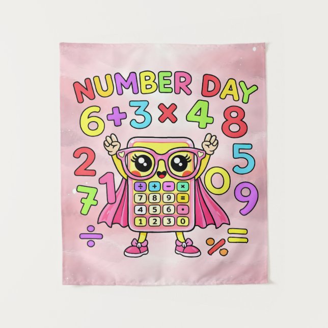 Tapete De Parede Number Day Cute Calculator Character Design (Frente)