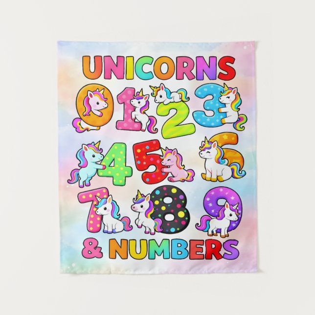 Tapete De Parede Number Day Unicorn Numbers Math Design (Frente)