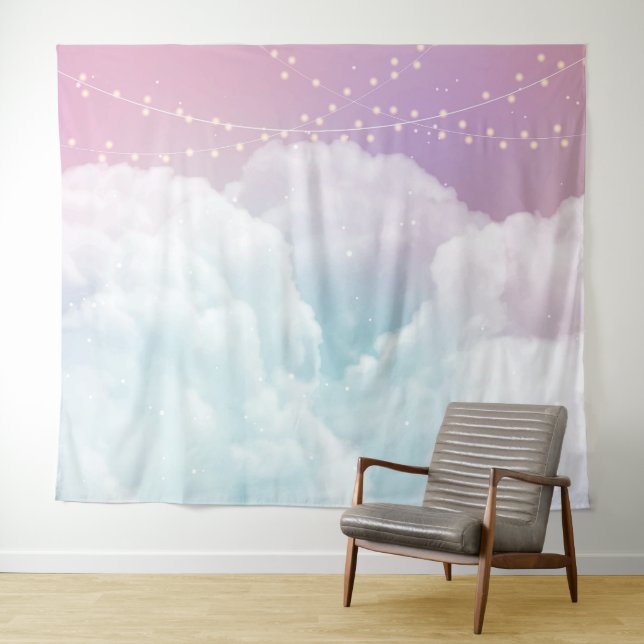 Tapete De Parede Nuvens e Luzes de Leite Pastel Pintado com Aquarel (In Situ (Horizontal))