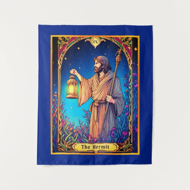 Tapete De Parede O Cartão Art Nouveau Tarot, O Hermit (Frente)