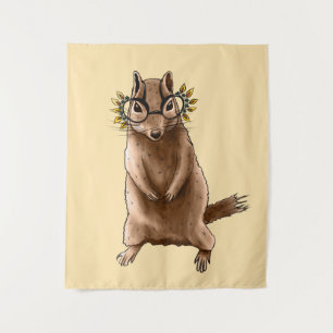 Tapete De Parede O Chipmunk Bonito Com Óculos De Hippie Do Outono