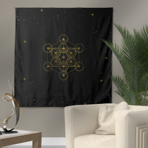Tapete De Parede O Cubo do Metatrão é preto e ouro